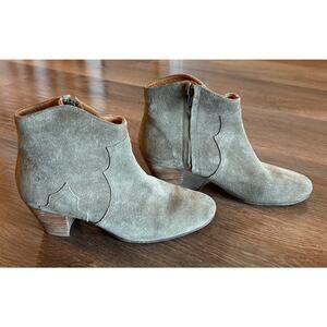 Isabel Marant Étoile Suede Ankle Boots Size 40 Sage Green Western Heel Booties